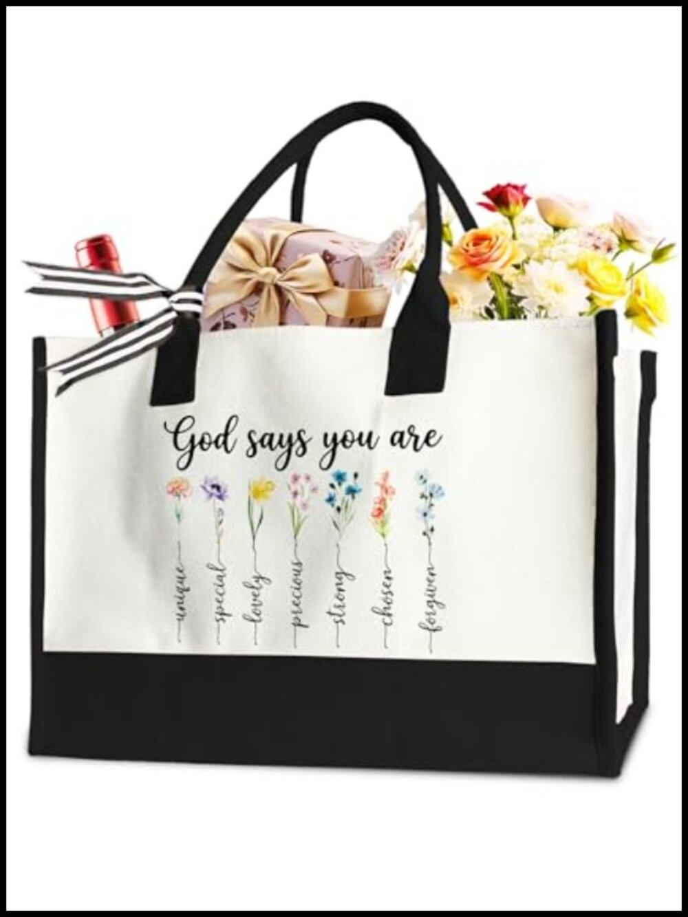 Large Canvas Tote Bag Women Girls Gift Christian Tote Reusable Grocery Bag
